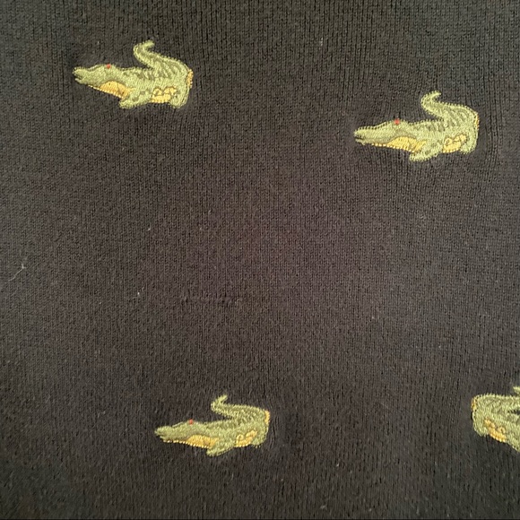 Sleeveless Knit Sweater Tank Shell Black Alligators Crocodiles Vintage Size L - Picture 4 of 6